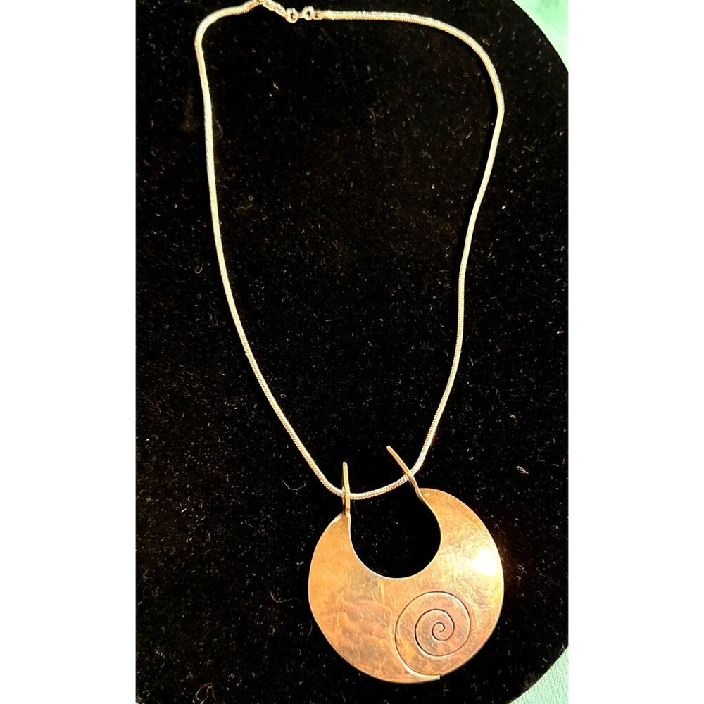 Vintage Dominique Dinouart 925 Sterling Silver Spiral Pendant Designer Necklace - Picture 3 of 13